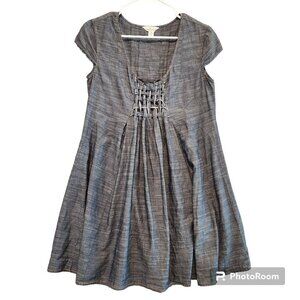 Cousin Earl Dress Blue Chambray Sz S Western Costal Cowgirl Boho Baby Doll Swing